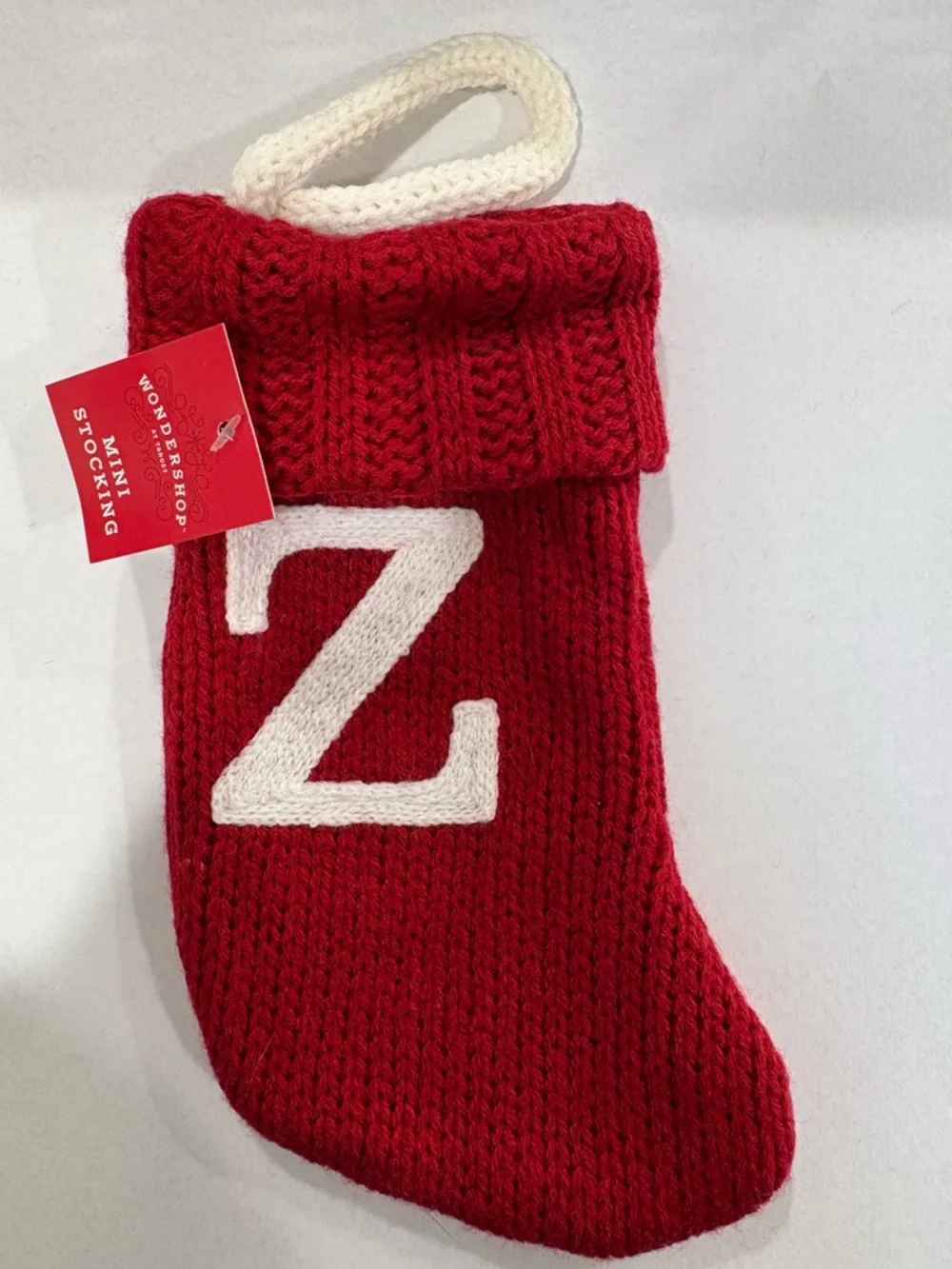 Letter Z Mini Wondershop Target Christmas Stocking Red Knit NEW